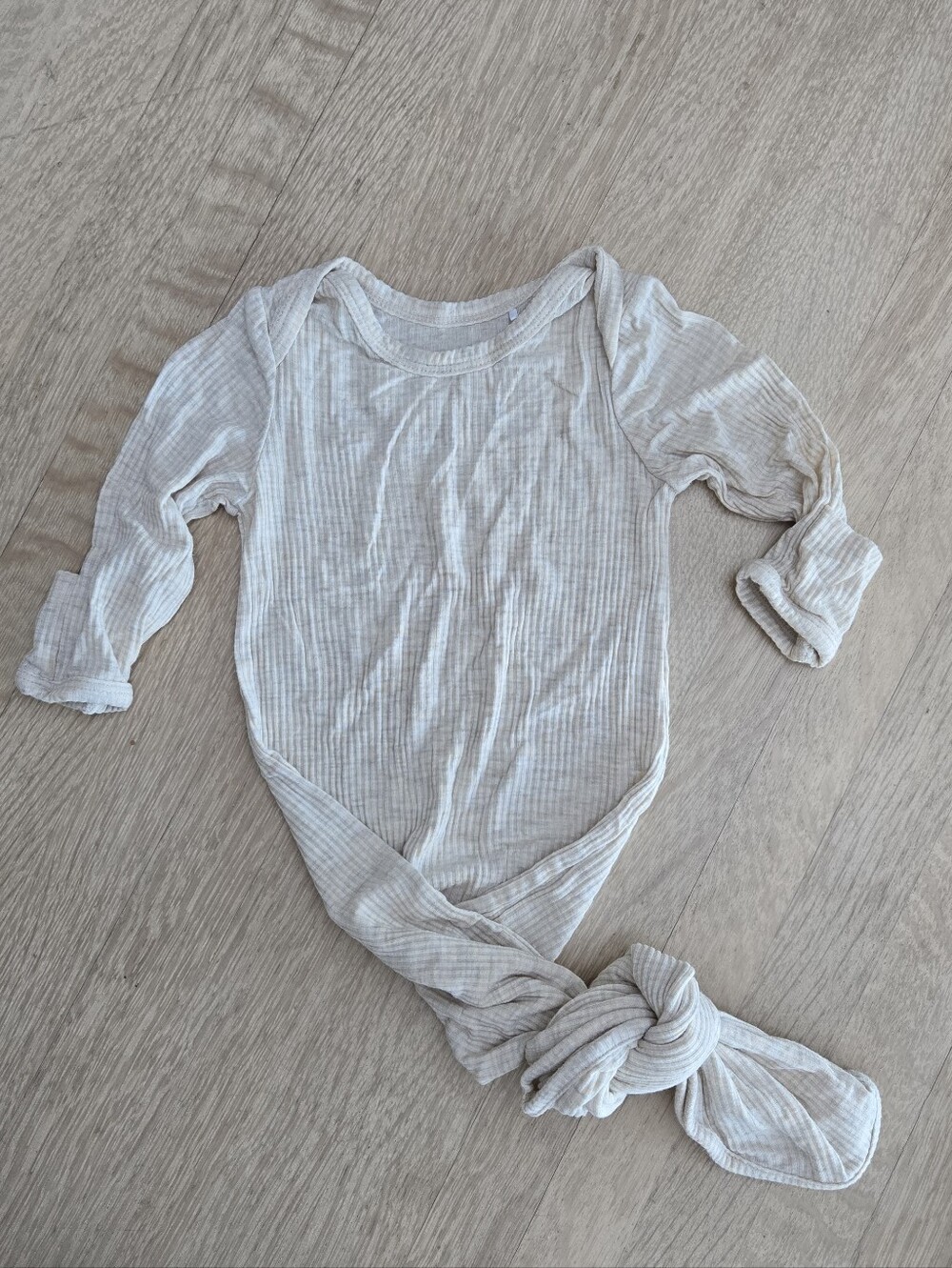 Little Sleepies Cream Beige Ribbed Long Sleeve Baby Gown